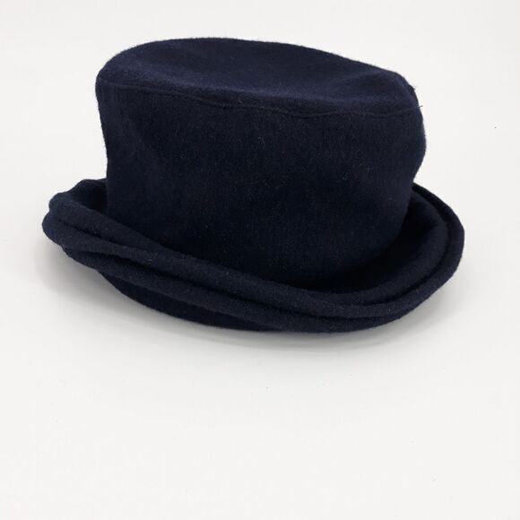 Vintage London Fog Hat Wool Bowler Top Hat Navy Made In USA One Size - Picture 5 of 11